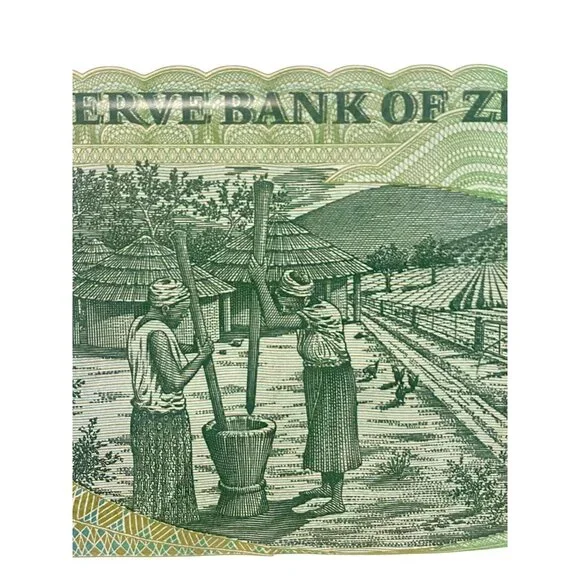 1983 Zimbabwe $5 Reserve Bank Note With Zebra & Stacked Rocks Design - Picture 6 of 6